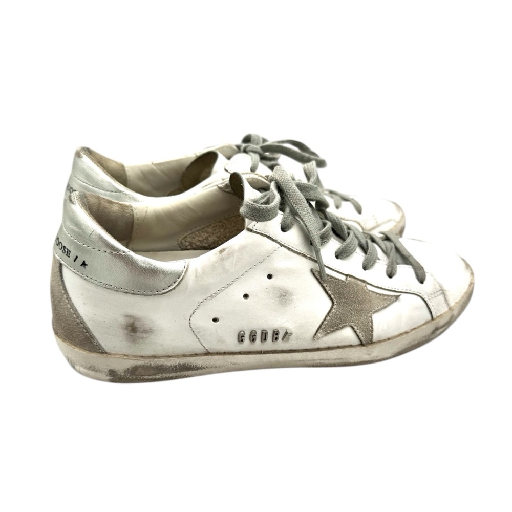 Golden Goose White and Gray Sneakers